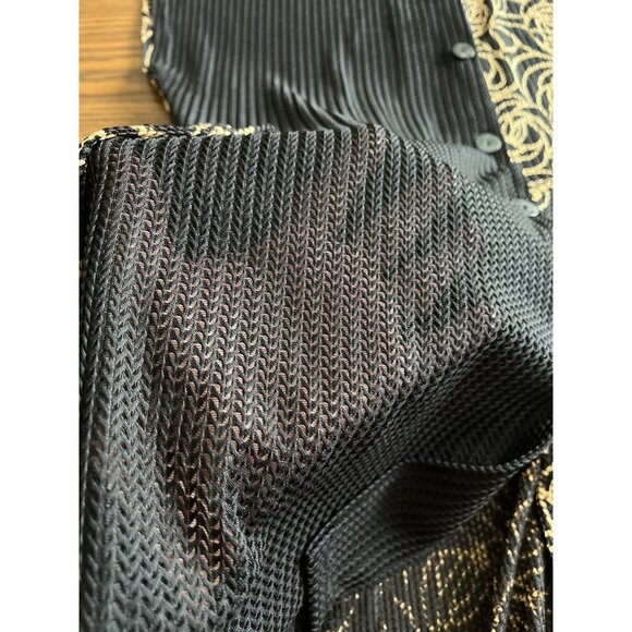 Damee Inc. black tan short cap sleeved button front top size Medium - Picture 5 of 7